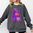 Cute Dragon Reading Books Bookworm Comfort Colors Sweatshirt Pepper