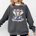 Cute Elephant Reading Universe Book Comfort Colors Sweatshirt Pepper
