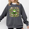 Cute Floral Frog Book Reading Comfort Colors Sweatshirt Pepper Cute Floral Frog Book Reading Comfort Colors Sweatshirt Pepper