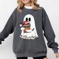 Cute Ghost Holding Books Bookish Christmas Comfort Colors Sweatshirt Pepper