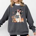 Cute Ghost Reading Book Librarian Book Lover Comfort Colors Sweatshirt Pepper