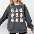 Cute Ghost Reading Books Teacher Halloween Reading Men Women Kids Comfort Colors Sweatshirt Pepper