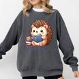 Cute Hedgehog Book Lover Readers Animal Reading Comfort Colors Sweatshirt Pepper