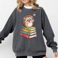 Cute Hedgehog Reading Books Animal Lover Reader Bookworm Comfort Colors Sweatshirt Pepper