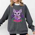 Cute Pastel Goth Bat Reading Book Comfort Colors Sweatshirt Pepper