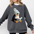 Cute Penguin Reading Book Faux-Crochet Print Comfort Colors Sweatshirt Pepper Cute Penguin Reading Book Faux-Crochet Print Comfort Colors Sweatshirt Pepper