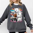 Cute Polar Bear Is Reading a Book Reading Polar Bear Comfort Colors Sweatshirt Pepper