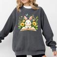 Cute Rabbit And Book Women Girls Reading Book Rabbit Lover Comfort Colors Sweatshirt Pepper
