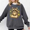 Cute Raccoon Reading Book Flowers Floral Comfort Colors Sweatshirt Pepper