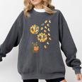 Cute Reading Cat With Kitten Dandelion Flowers Book Lover Comfort Colors Sweatshirt Pepper