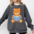 Cute Teddy Bear Reading Book Adorable For Readers Comfort Colors Sweatshirt Pepper