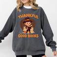 Cute Thanksgiving Teacher Librarian Thankful Reading Books Comfort Colors Sweatshirt Pepper