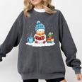 Cute Winter Cozy Snowman Reading Book Lovers Xmas Snowman Comfort Colors Sweatshirt Pepper