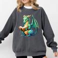 Dragon With Book Comfort Colors Sweatshirt Pepper