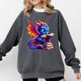 Dragon Reading a Book Bookworm Book Lover Comfort Colors Sweatshirt Pepper