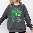 Dragon Reading Books Bookworm Comfort Colors Sweatshirt Pepper