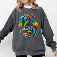 Dragon Reading Colorful Fantasy Book Lover Comfort Colors Sweatshirt Pepper Dragon Reading Colorful Fantasy Book Lover Comfort Colors Sweatshirt Pepper