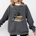 Dutch Shepherd Books Reading Dog Breed Graphic Comfort Colors Sweatshirt Pepper