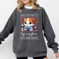 Easily Distracted By Coffee Cats And Books Comfort Colors Sweatshirt Pepper Easily Distracted By Coffee Cats And Books Comfort Colors Sweatshirt Pepper