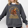 Easily Distracted By Dragons And Books Fantasy Book Lover Comfort Colors Sweatshirt Pepper