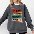 Eat Sleep Read Repeat Reading Books Reader Bookworm Comfort Colors Sweatshirt Pepper