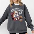 English Bulldog Dog Reading Book 67 Six Seven Meme Comfort Colors Sweatshirt Pepper