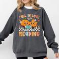 Fall In Love With Reading Thanksgiving Pumpkin Book Lover Comfort Colors Sweatshirt Pepper