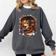 Fantasy Dragon Reading Book Lover Comfort Colors Sweatshirt Pepper