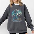 Fantasy Dragon Reading Magical Book Lover Halloween Vibes Comfort Colors Sweatshirt Pepper