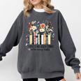 Floral Book There's No Such Thing As Too Many Book Lover Comfort Colors Sweatshirt Pepper