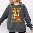 Floral Cow Reading Pun Just One More Chapter Cozy Book Lover Comfort Colors Sweatshirt Pepper
