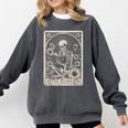 Floral The Reader Tarot Card Skeleton Reading Book Comfort Colors Sweatshirt Pepper Floral The Reader Tarot Card Skeleton Reading Book Comfort Colors Sweatshirt Pepper