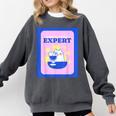 Fun Cute Introvert Cat Character With Wine Comfort Colors Sweatshirt Pepper