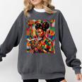 Geometric History Educated Women Reading Book Melanin Comfort Colors Sweatshirt Pepper