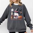 Ghost Reading Book Coquette Bow Halloween Girl Toddler Kid Premium Comfort Colors Sweatshirt Pepper