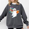Ghost Reading Books Halloween Library Comfort Colors Sweatshirt Pepper