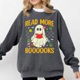 Ghost Reading Books Teacher Student Halloween Read More Book Comfort Colors Sweatshirt Pepper