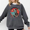 Grim Reaper Reads a Book Comfort Colors Sweatshirt Pepper