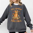 Halloween Fully Booked This Fall Book Ginger Cat Reading Comfort Colors Sweatshirt Pepper