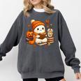 Halloween Ghost Reading Book Lovers Coffee Girl Women Comfort Colors Sweatshirt Pepper