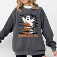 Haunted By My TBR Boo Halloween Book Lover Librarian Comfort Colors Sweatshirt Pepper