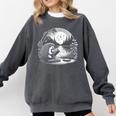 Hedgehog Reading Book Full Moon Lake Scenery Comfort Colors Sweatshirt Pepper