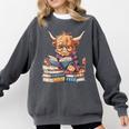 Highland Cow Reading Book Librarian Library Comfort Colors Sweatshirt Pepper Highland Cow Reading Book Librarian Library Comfort Colors Sweatshirt Pepper