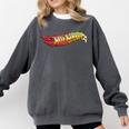 Hot Wheels Comic Book Fire Logo Comfort Colors Sweatshirt Pepper Hot Wheels Comic Book Fire Logo Comfort Colors Sweatshirt Pepper
