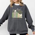 I'm Booked Tonight Cozy Floral Book Lover Graphic Comfort Colors Sweatshirt Pepper