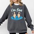 I'm Fine Drowning Thumbs Up Introvert Meme Humor Comfort Colors Sweatshirt Pepper