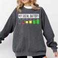 Introvert My Social Battery Low Level Graphic Comfort Colors Sweatshirt Pepper