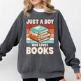 Just A Boy Who Loves Books Reading Bookworm Boys Kids Comfort Colors Sweatshirt Pepper