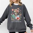 Just A Girl Who Loves Books Messy Bun Book Skeleton Bookworm Comfort Colors Sweatshirt Pepper