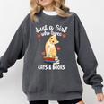 Just a Girl Who Loves Cats And Books Reading Cat & Bookworm Comfort Colors Sweatshirt Pepper Just a Girl Who Loves Cats And Books Reading Cat & Bookworm Comfort Colors Sweatshirt Pepper